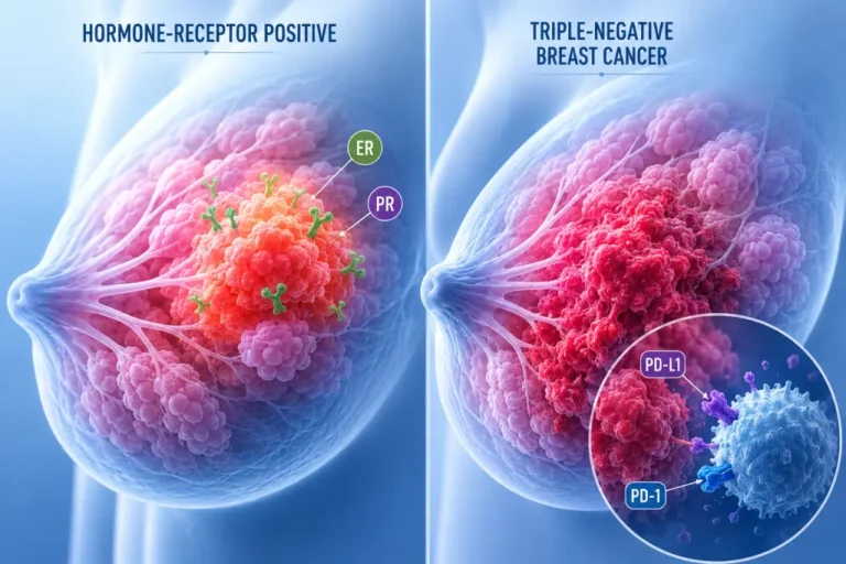 Hormone-receptor positive and triple-negative cases