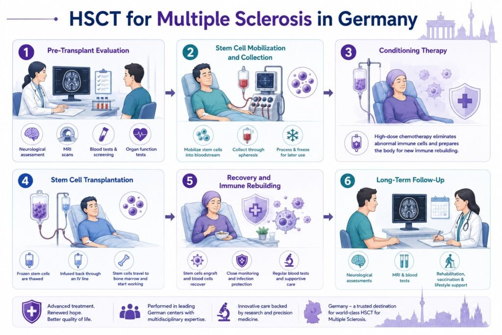 illustration showing HSCT procedure for Multiple Sclerosis in Germany