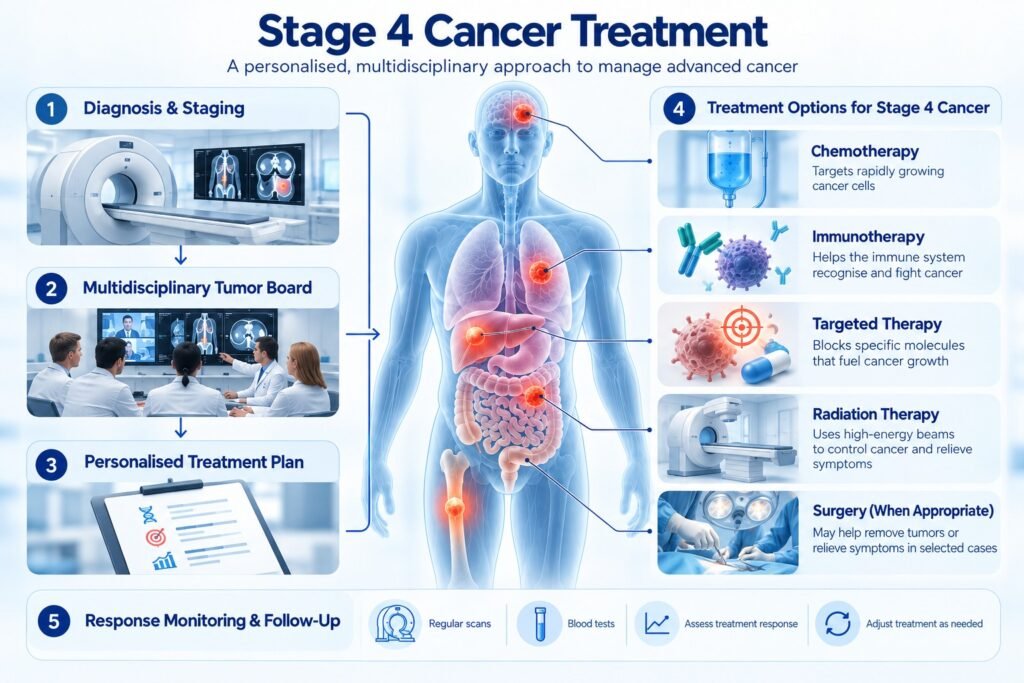 illustration showing stage 4 cancer treatment in Germany.