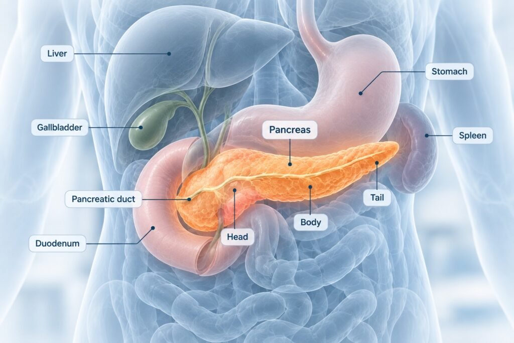 illustration of pancreas anatomy