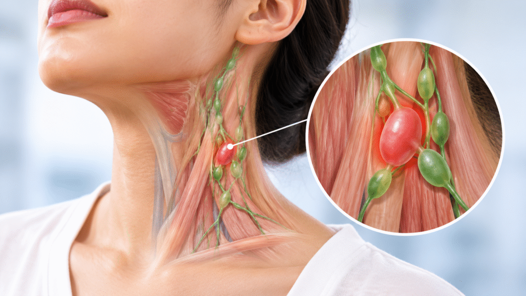 illustration showing swollen neck lymph nodes 